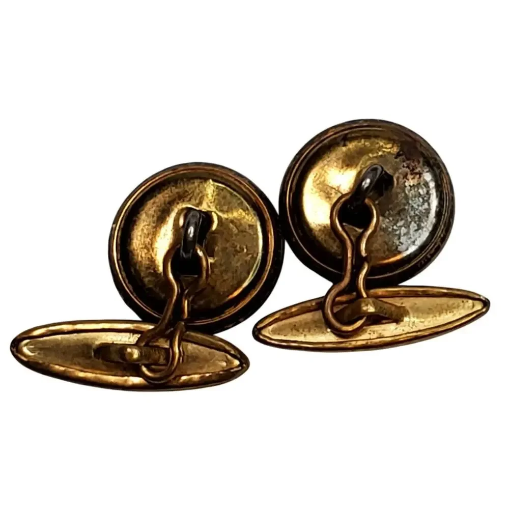 Shield Gold Tone Cufflinks Unsigned